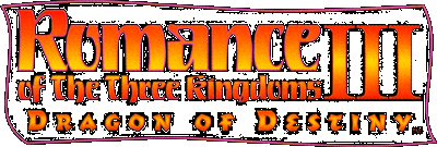 Romance of the Three Kingdoms III Dragon of Destiny logo for Super Nintendo